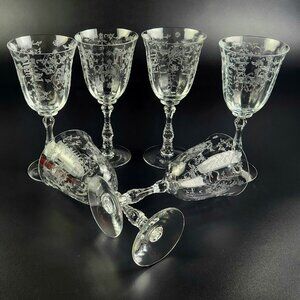 Vintage Water/Wine Goblet Navarre Clear by Fostoria - Set of 6